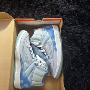 Kids Blue and White High-Top Sneakers